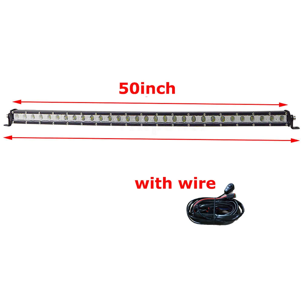 50inch with Cable Светодиодный светильник бар 7/13/20/25/32/38 дюймов прямые синтетические волосы тонкий светодиодный рабочий светильник внедорожный фар дальнего света 4X4 для внедорожник Грузовик 60 Вт 90 Вт 120 Вт 180 Вт - Цвет: 50inch with Cable