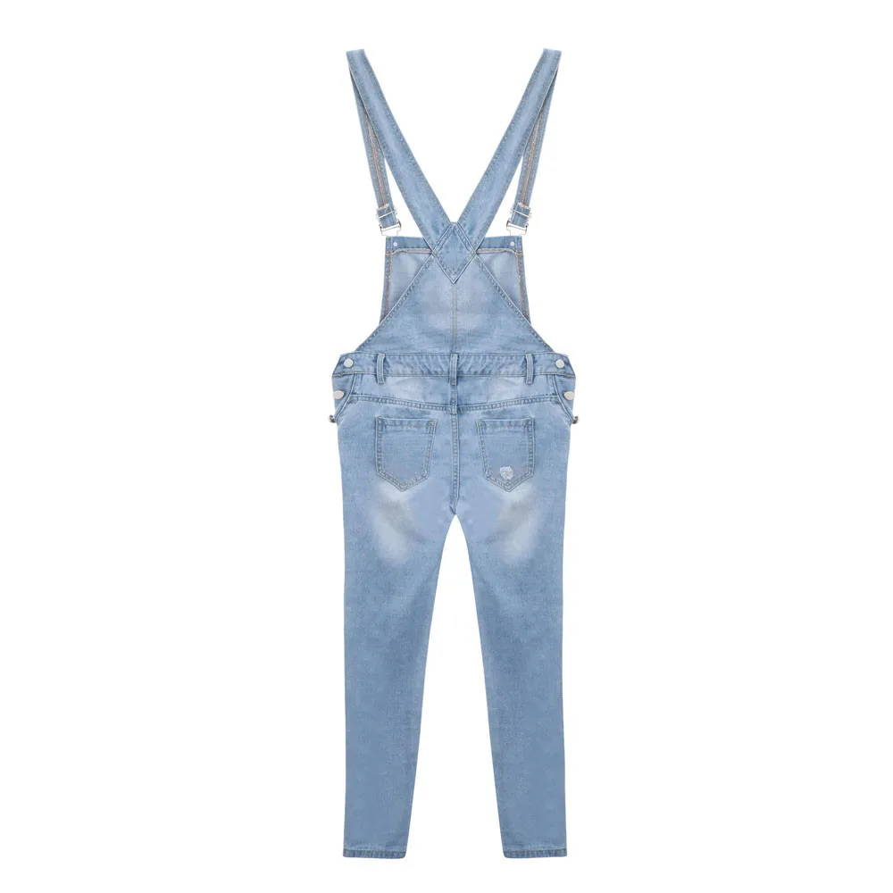 Новинка 2019 женский джинсовый комбинезон с дырками узкие штаны комбинезоны