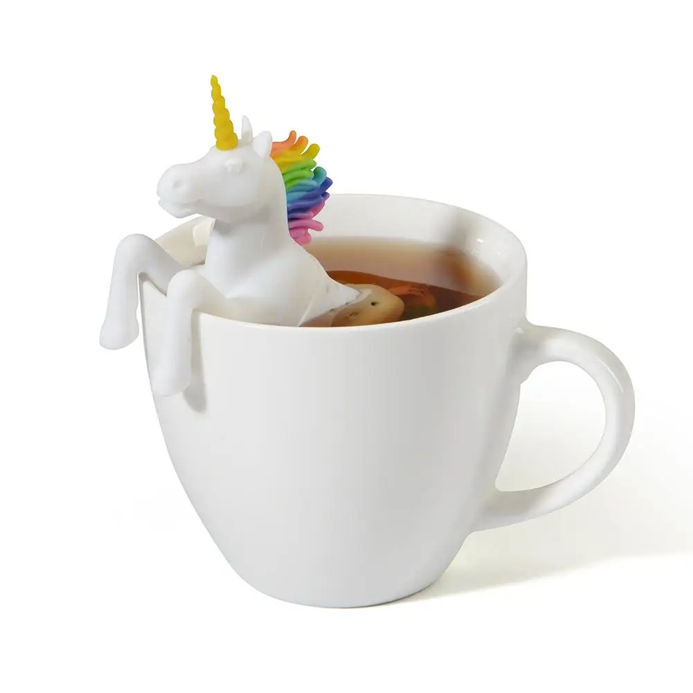 Пищевой Силиконовый Фильтр для заварки чая в форме единорога фильтр ситечки