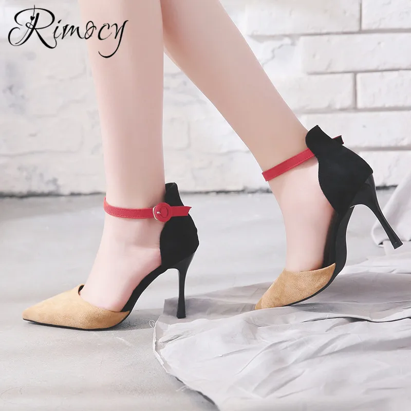 Rimocy 2019 spring single shoes woman stiletto high heels pumps ladies summer sexy pointed toe sandals mujer new dress | Обувь