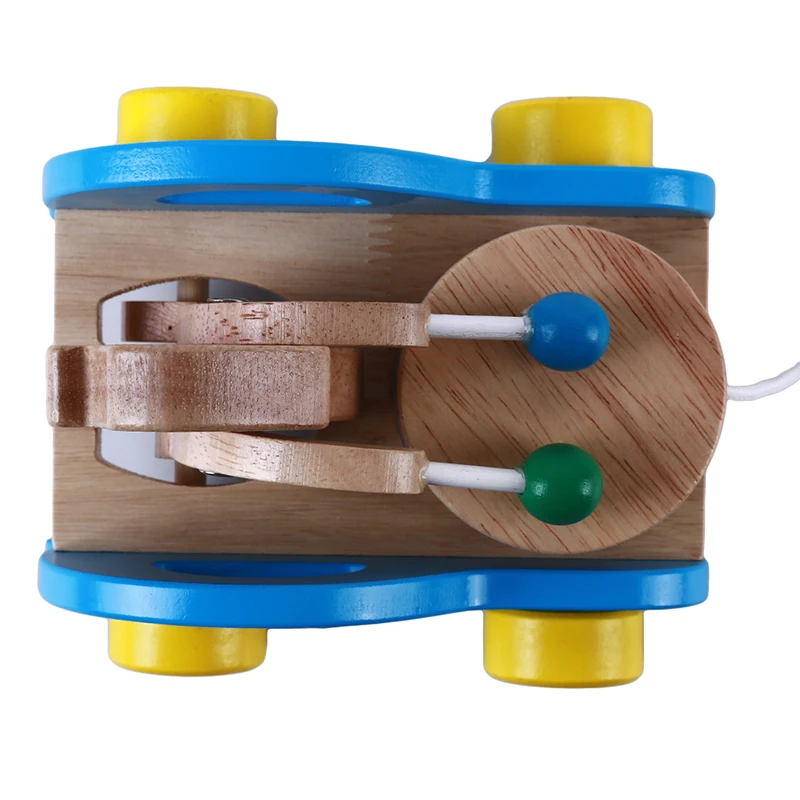 Креативный детский ручной расширенный поводок Pull Toy Car, игрушка для малышей, подарок для детей, желтый/голубой деревянный игровой ритм, звуковой трактор