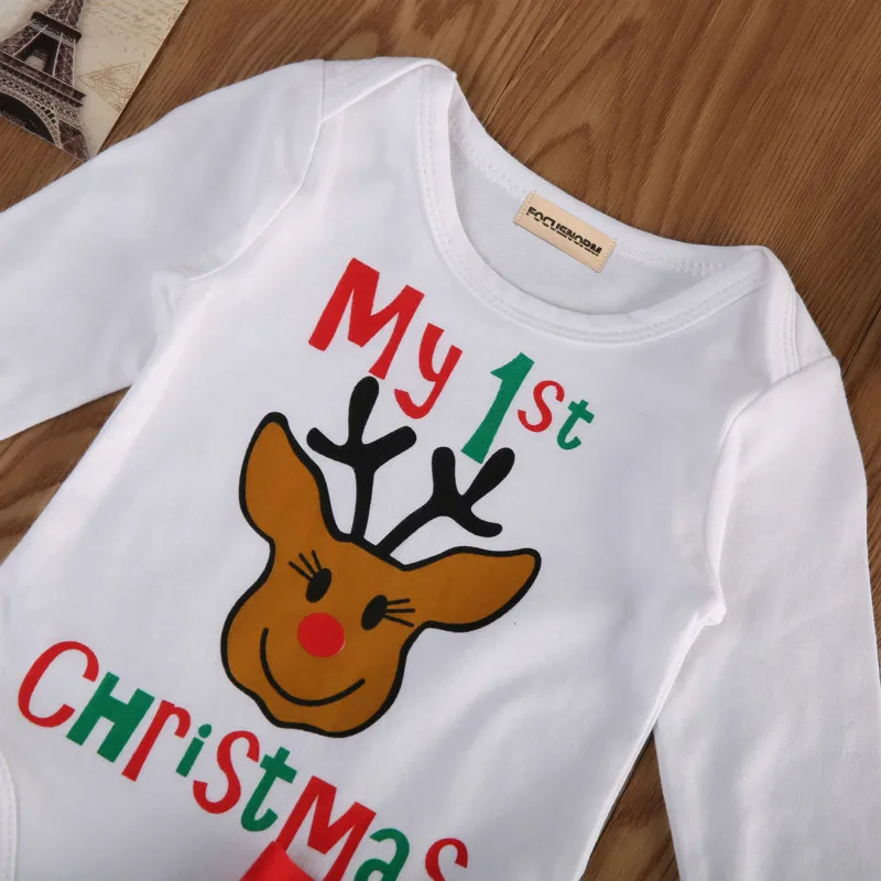 Модная Милая хлопковая Рождественская Одежда для маленьких девочек и мальчиков