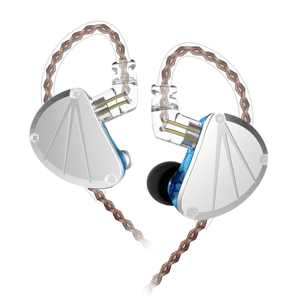 Blue no mic AK KB EAR KB10 5BA наушники с сбалансированным арматурным покрытием, наушники для бас-диджея, бега, спорта, Hi-Fi гарнитура, наушники KEEAR F1/Opal/KB06/YINYOO V2/ASH - Цвет: Blue no mic