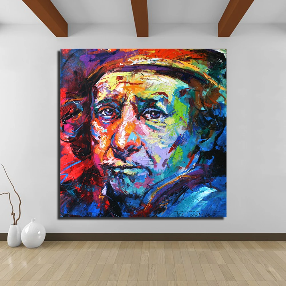 JQHYART портрет Рембрандта картина маслом Акриловая на холсте художественные