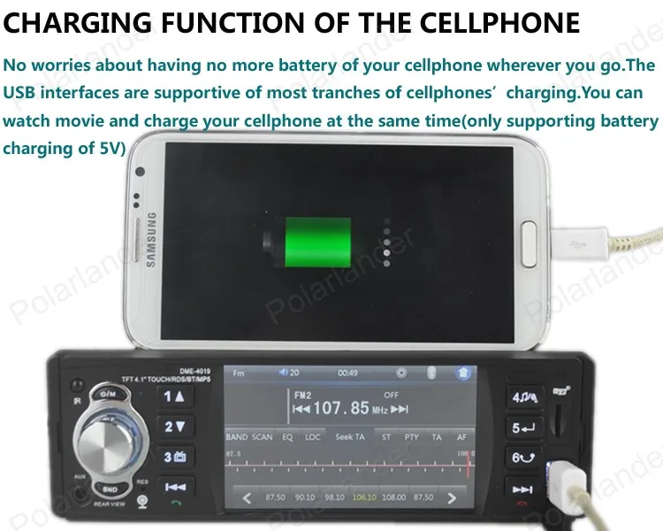 4-дюймовый магнитофон HD USB / SD / FM / RDS 1 Din Автомобильный радиоприемник Сенсорный экран Зеркальное соединение Авторадио Blue