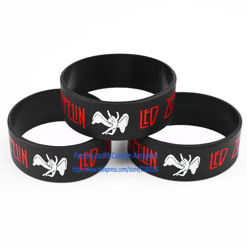 Led Zeppelin силиконовые Braclets браслет 1 ''Ширина Вентиляторы музыки на заказ принят
