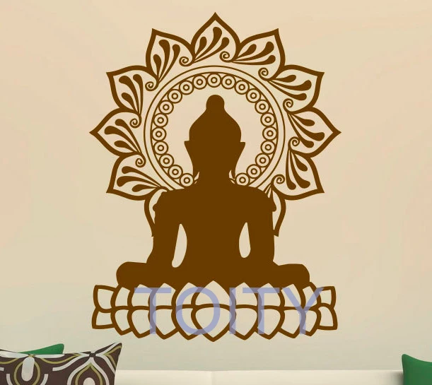 

Будда настенный виниловый стикер буддизм наклейка Азиатский стиль домашний интерьер комната Съемный Декор ГРАФИКА роспись H74cm x W57cm/29,2 "x 22,5"