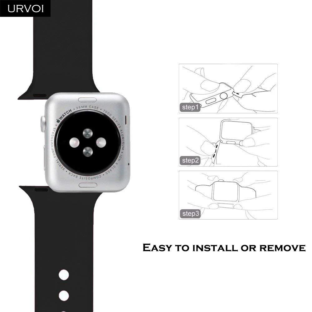 URVOI спортивный ремешок для apple watch series 4 3 2 1 iWatch T печать мягкий силиконовый Сменный