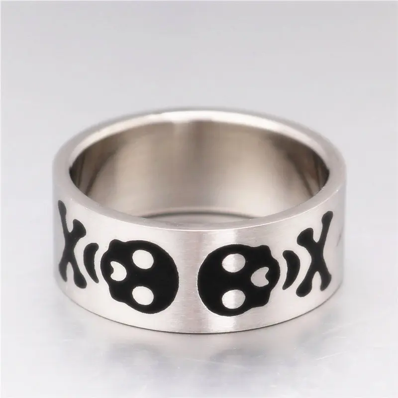 Мужское кольцо с черепом из титановой стали 8 мм | Украшения и аксессуары