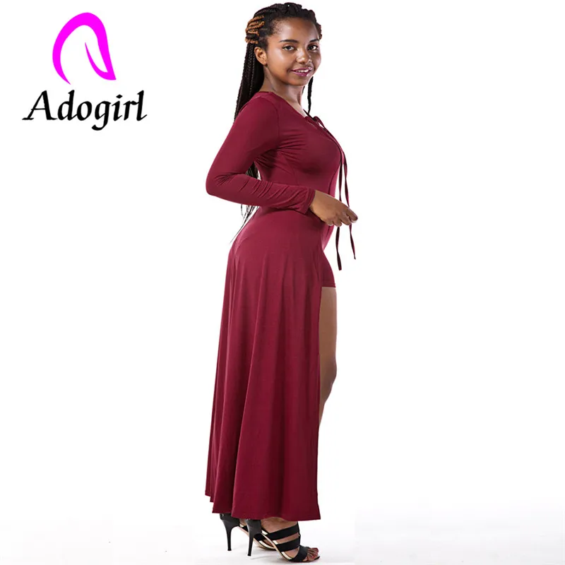 Adogirl/топы на шнуровке с длинными рукавами и коротким низом боди коктейльный халат
