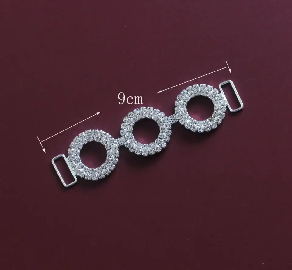 2 шт. 3 кругов прозрачные стразы Соединительные элементы для бикини/пряжки