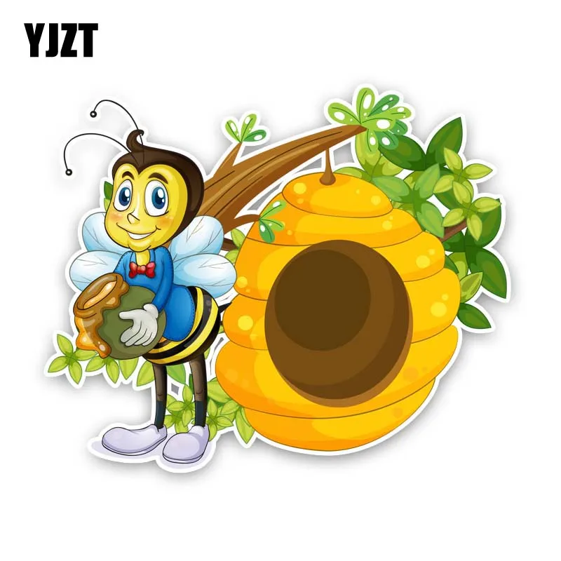 

Интересная наклейка YJZT на автомобиль с изображением пчелы и банки для меда, 15,9 см * 13,2 см, ПВХ наклейка 12-300708