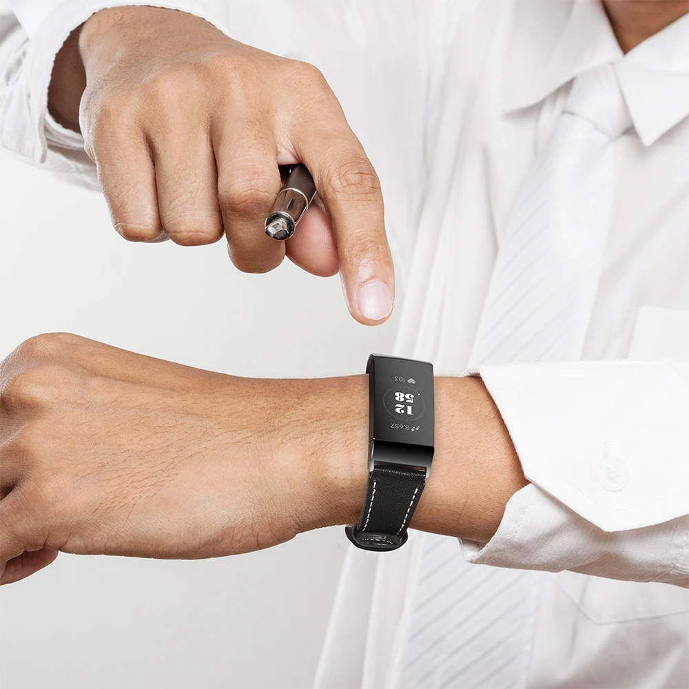 Toyouths тонкий кожаный ремешок для Fitbit заряд 3 полосы Смарт-часы фитнеса аксессуары