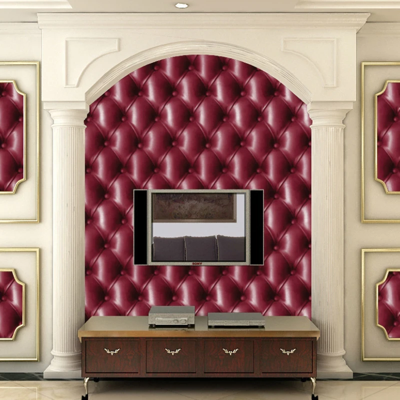 

3D Imitation Leather Soft Package Wallpaper Roll PVC Waterproof Livingroom Bedroom TV Home Decor Wall Paper Papel De Parede