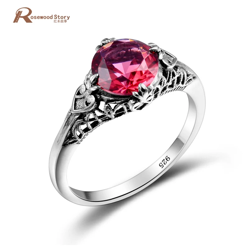 

Ancient Roman Rings Antique Round Engrave Created Ruby Stone Ring Pure 925 Sterling Silver Vintage Jewelry Wedding Accessories