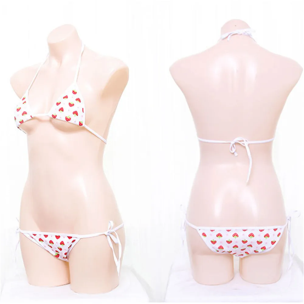 Микро Бикини 2019 сексуальный клубничный большой треугольный кружевной пляжный