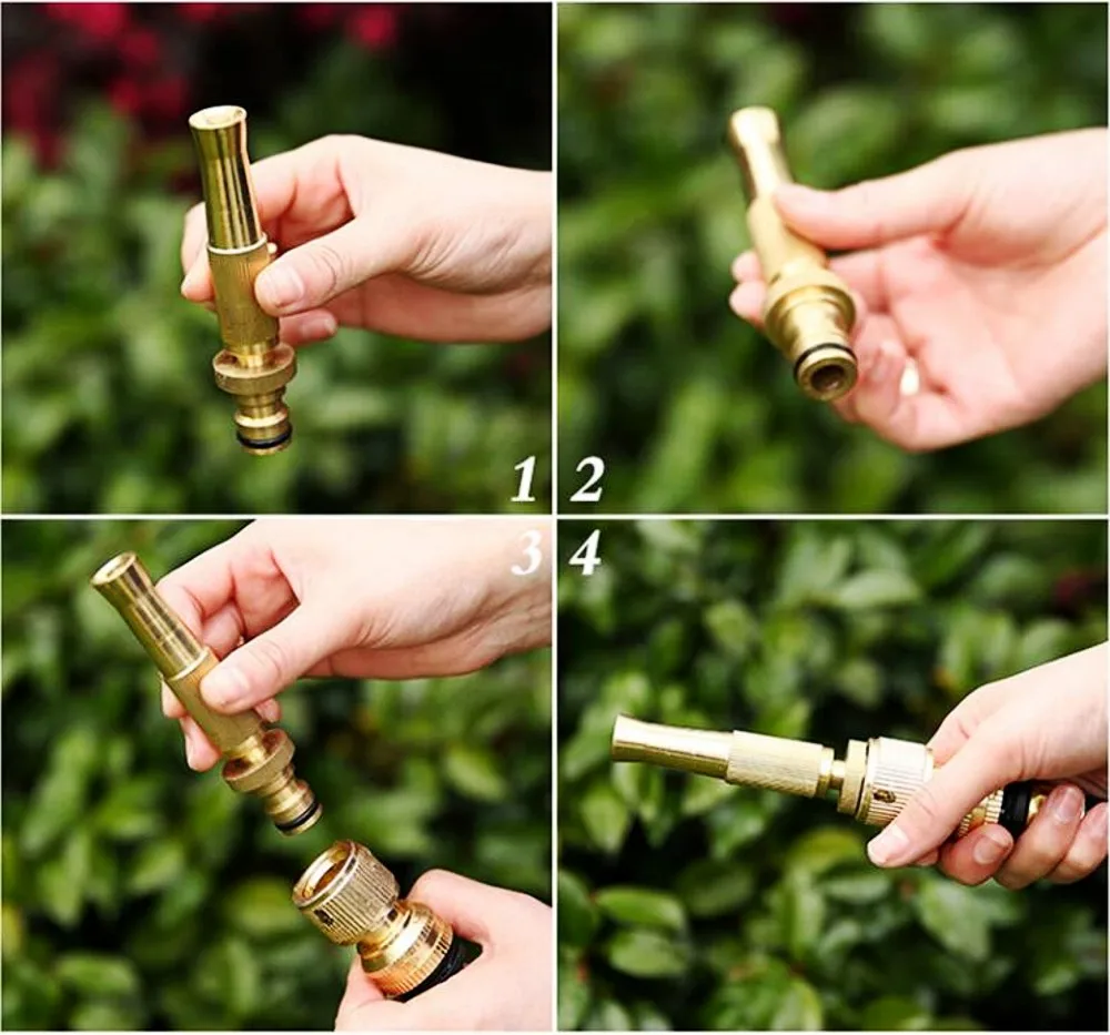 

OPQR Ultimate Solid Brass Heavy Duty Adjustable Twist Hose Nozzle and Bonus Jet Sweeper Nozzle