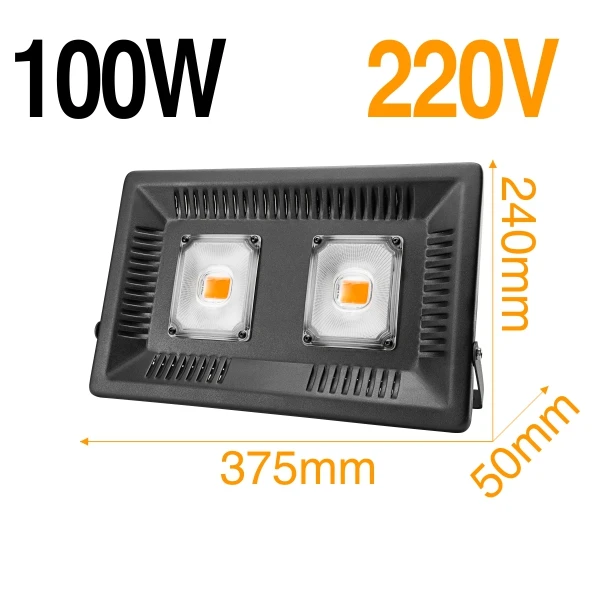 100W 220V Светодиодная фитолампа полный спектр 380-780nm 30 Вт 50 Вт 100 Вт 150 Вт AC 110 В 220 в наружный прожектор для роста IP65 для теплицы растений - Испускаемый цвет: 100W 220V