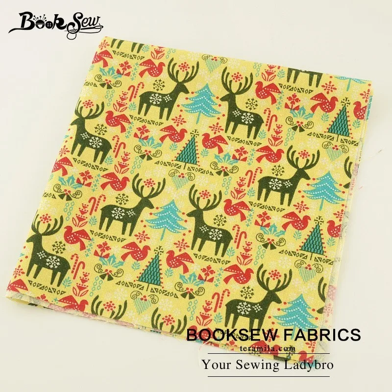 Booksew ткань из натурального хлопка и льна с рисунком оленя для шитья сделай сам