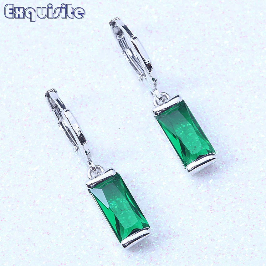 Классические висячие серьги подвески с зелеными/фиолетовыми/красными фианитами