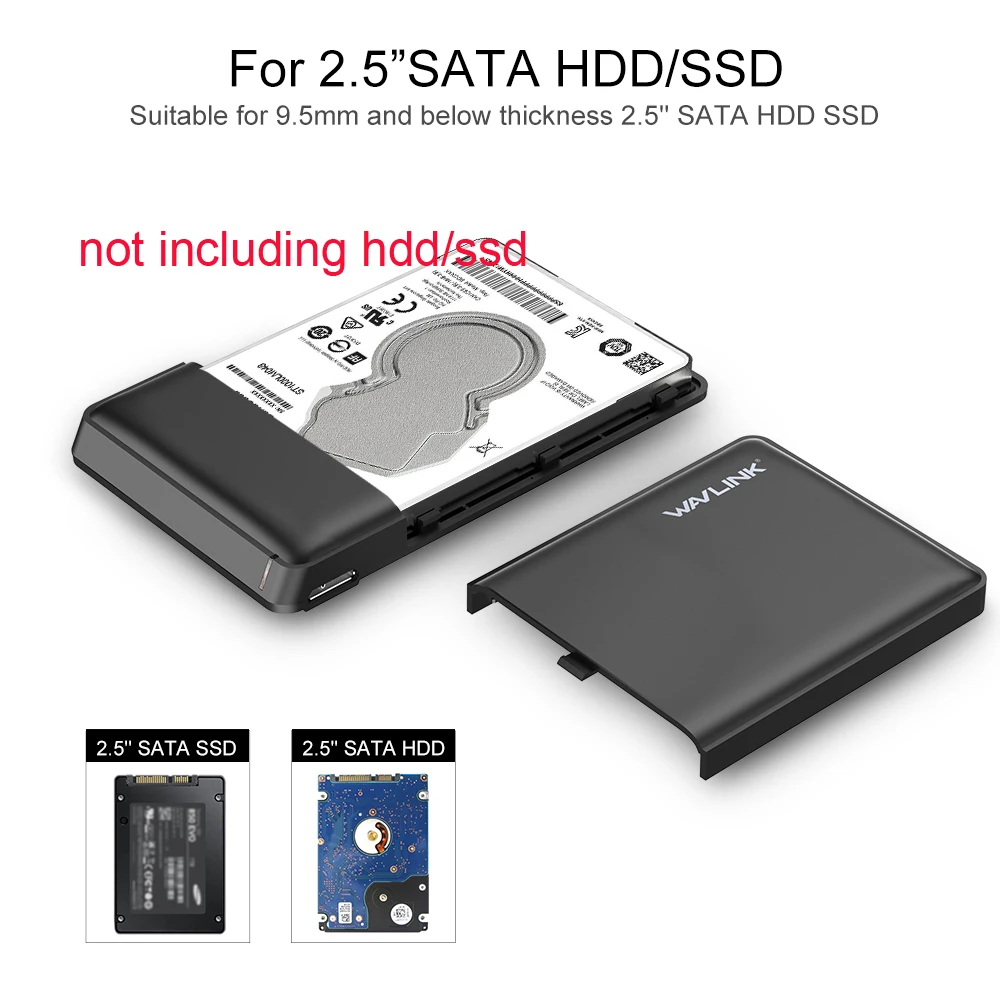 Wavlink 2,5 дюйма SATA внешний жесткий диск чехол USB 3,0 5 Гбит/с Поддержка UASP& SATA I/II/III Plug& play для 2," HDD& SSD