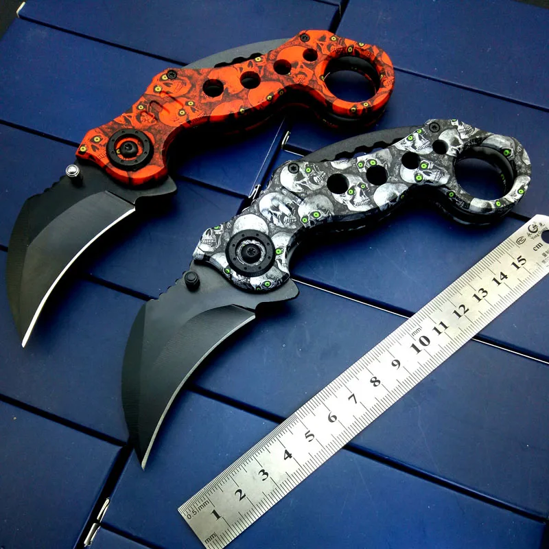 Нож Karambits в виде черепов тактический тренировочный складной Клинок для выживания