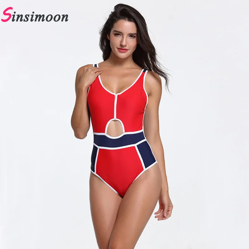 Новый лоскутный купальник женский спортивный цельный купальный костюм