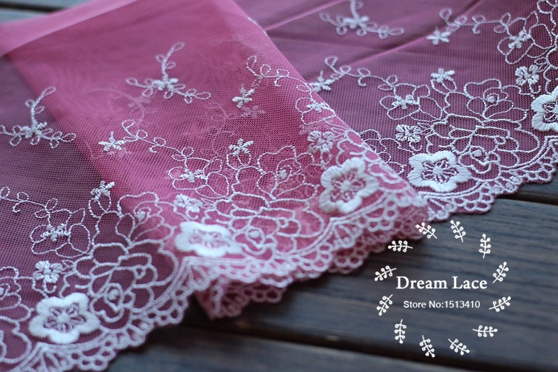 2 ярдов/партия 7 09 см в ширину вышитый тюль сетка с кружевной отделкой ~ розового