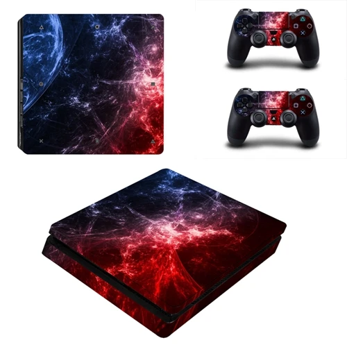 Красивый Космос планета Стиль кожи Стикеры чехол для Playstation 4 Slim PS4 тонкий консоль наклейки+ наклейки 2 контроллеры - Цвет: YSP4S1368