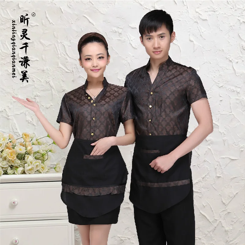 Ресторанная работа официанта летняя одежда для бара Униформа с короткими