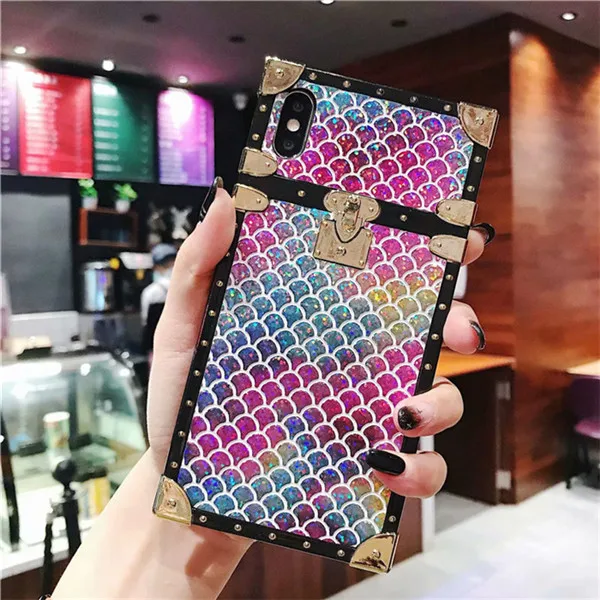 Ourdeals стильный квадратный цветной рыбный чешуи чехол для телефона iphone XS MAX XR X 8 7 6 6s