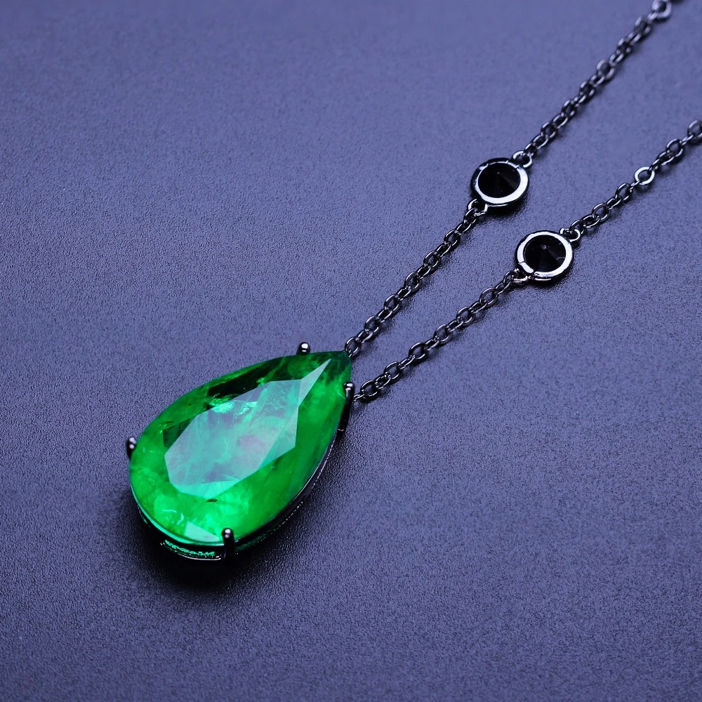 Fusion камень серьги-капли Цепочки и ожерелья Длинная цепочка 50 см Cubic Zirconia кулон для