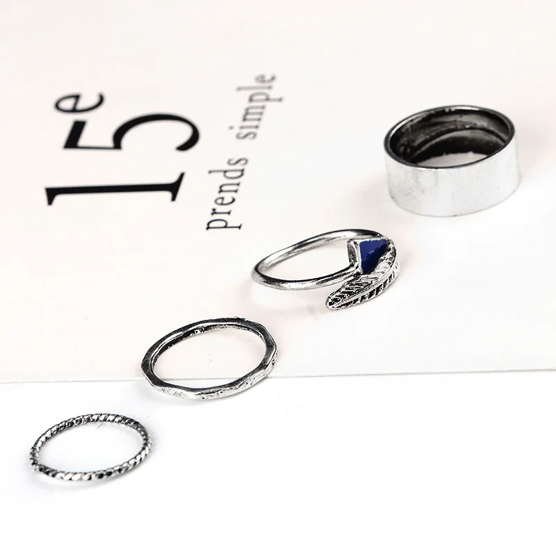 2017 хит набор колец металлическое перо золотистого цвета Круглый 4 шт./компл.