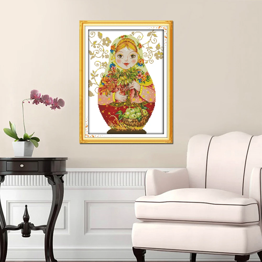 Joy Sunday Russian Doll Cross Stitch Handmade Set DIY Kit Embroidery Needlework Kits for | Дом и сад