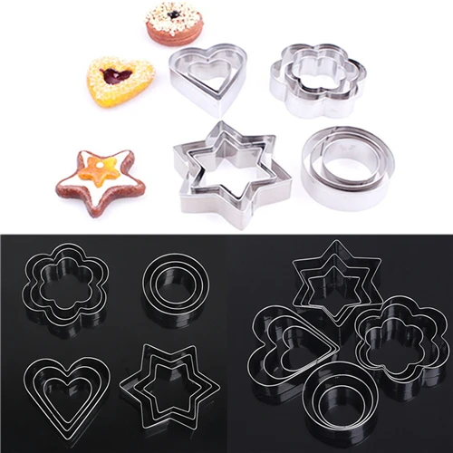 12 шт./компл. форма сделай сам для печенья торта из нержавеющей стали звезда сердце