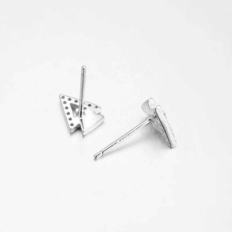 Fashion Geometric Womens Accessories Clear CZ Triangle Stud Earrings for Women 925 Sterling Silver Jewelry 2018 | Украшения и