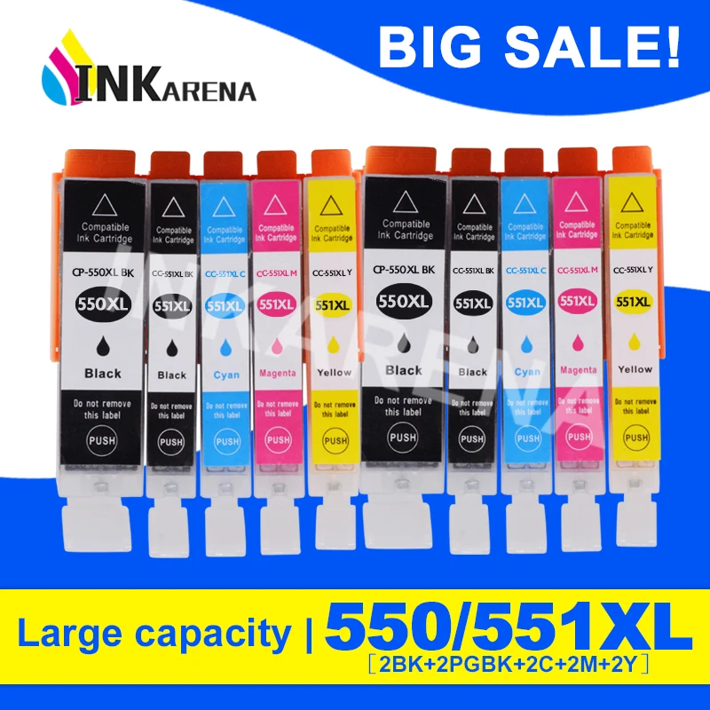 10 шт. совместимый картридж 550 551 XL Замена для Canon PGI 550XL PGI550 CLI551 принтера PIXMA IP7250