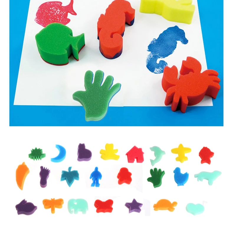 

24Pcs Sponge Set Children Kids Art Craft Painting DIY Toy Home Education Toy