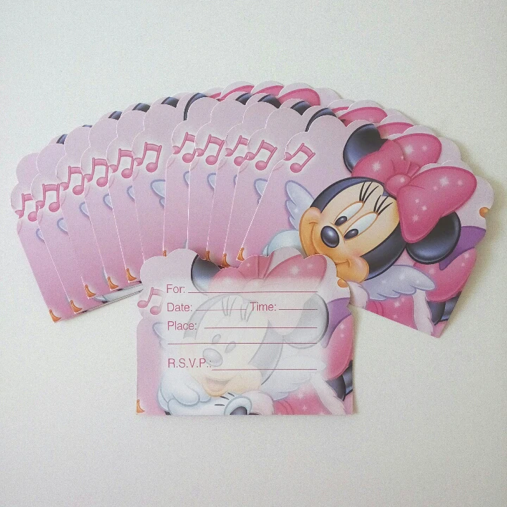 12pcs/set Minnie Mouse Invitation Card Cartoon Theme Party For Kids Birthday Decoration Supply Festival | Дом и сад