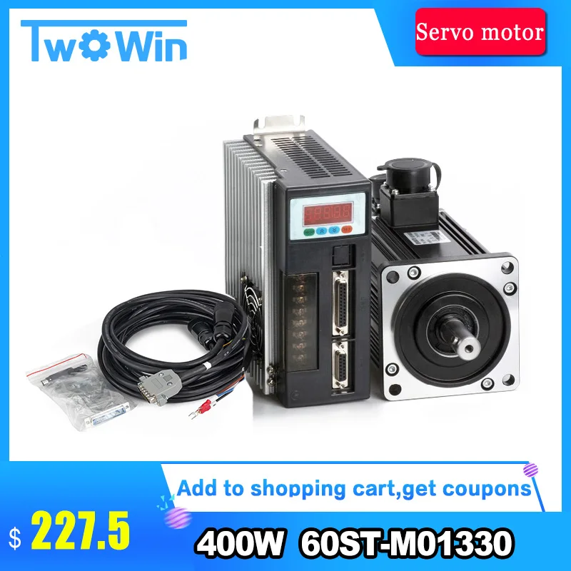 Серводвигатель переменного тока 60ST M01330 220V 400W 3000RPM 1.27N. M. Однофазный привод с