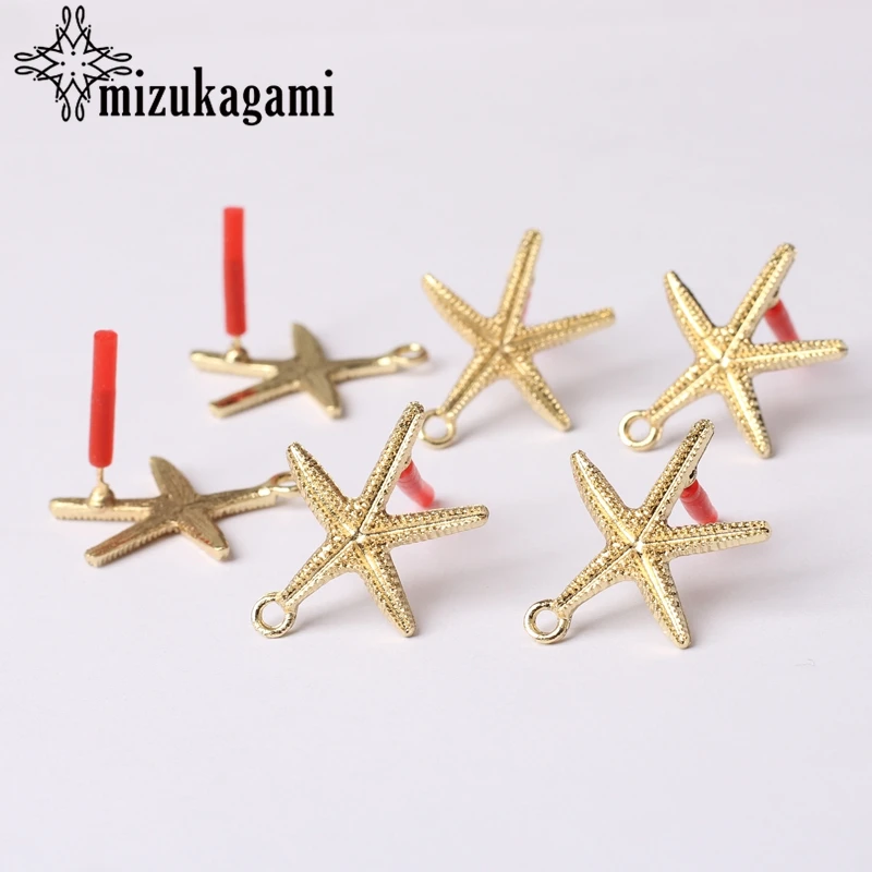 Серьги гвоздики из цинкового сплава серьги в виде золотого ракушки морской