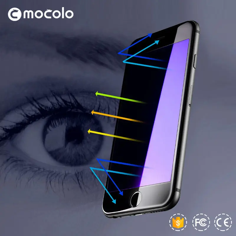 Mocolo 3D Анти синий протектор экрана для iphone 7 Plus 0 26 мм Полное покрытие 9 H закаленное