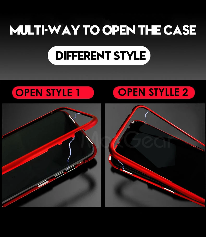 Чехол MaxGear с магнитной адсорбцией для iPhone X, чехол для iPhone 7, 8 Plus, откидная прозрачная Магнитная крышка из закаленного стекла для iPhone 7, 8, X