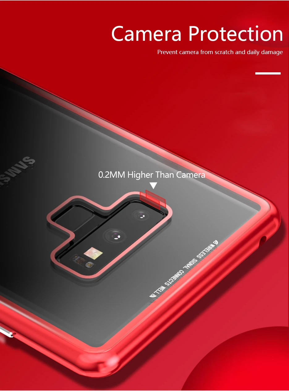 CHYI 360 Magnetic Metal Case for Samsung Galaxy S10 5G S9 S8 Plus Note 10 9 8 Tempered Glass Back Cover for Samsung A50 A20