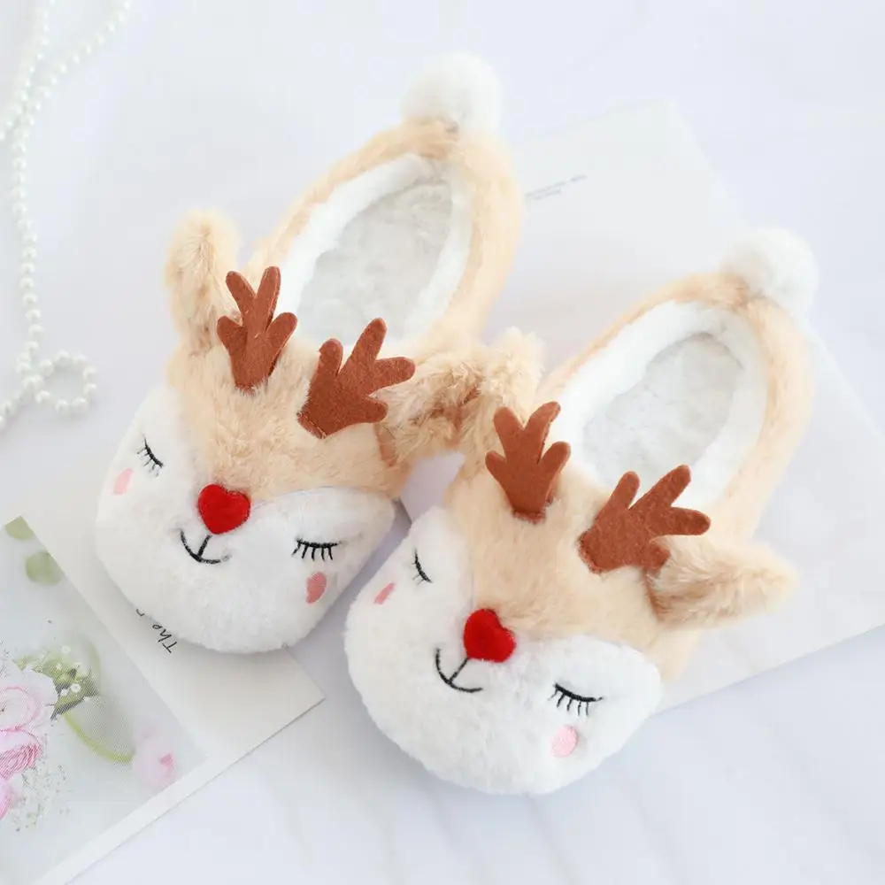 sleep slipper Millffy/зимние женские тапочки; плюшевые теплые хлопковые домашние тапочки; домашняя обувь с изображением рождественского лося; женские тапочки; женская обувь - Цвет: sleep slipper