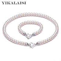 yikalaisi 925 sterling silver natural freshwater pearl choker necklace bracelet fashion sets for women 8 9mm pearl 4 colour