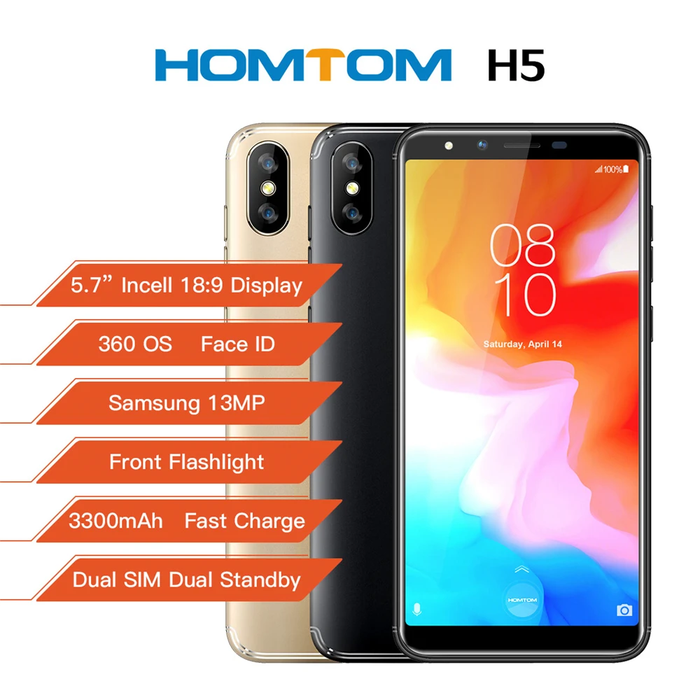 HOMTOM H5 MT6739 четырехъядерный 32 ГБ + 3 5 7 "дюймовый смартфон 3300 мАч Распознавание