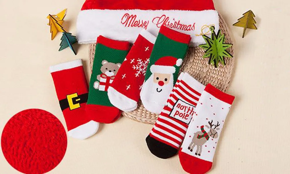 Free Shipping+Wholesale Baby Winter Warm Christmas Soft Cotton Blend Santa Claus Deer Socks Xmas 300pairs/lot | Женская одежда