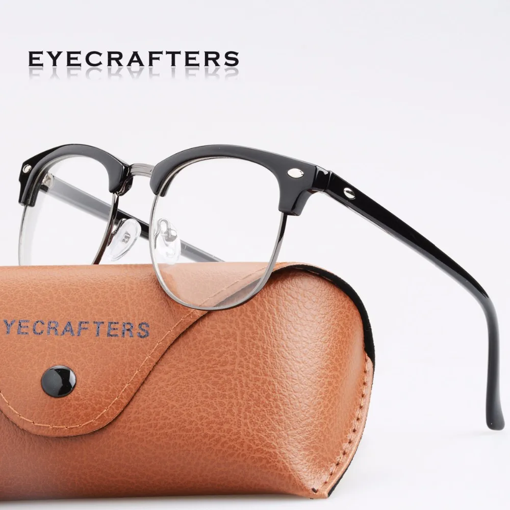 Eyecrafters Классическая полуободковая Женская Ретро оптическая оправа для очков
