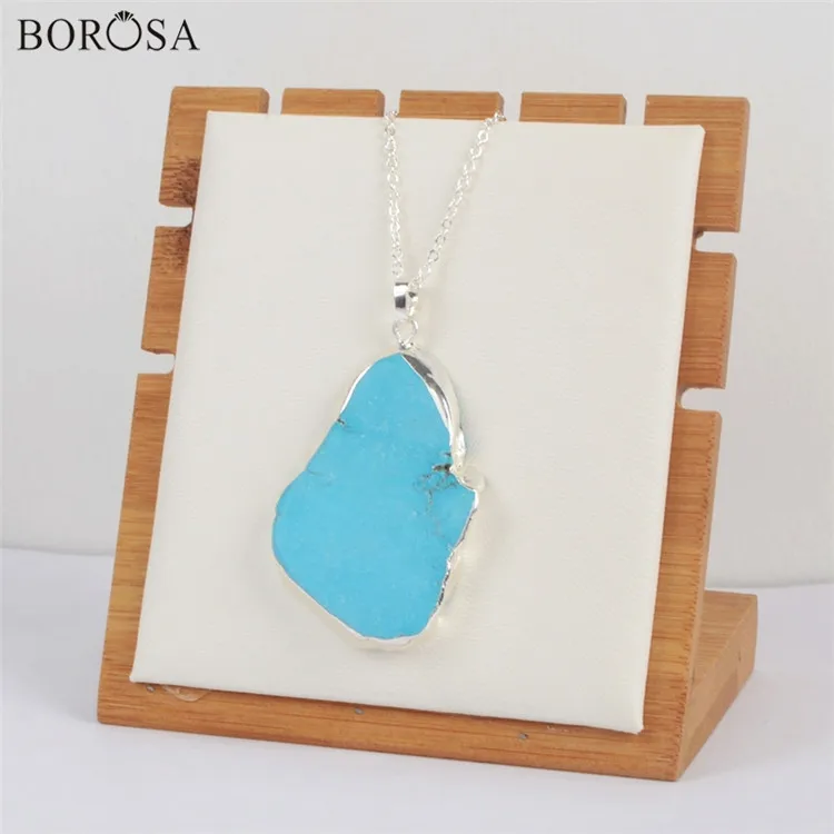 BOROSA Золотой/Серебряный цвет необычный Синий Бирюзовый говлит кулон с металлической цепочкой женское мужское ожерелье